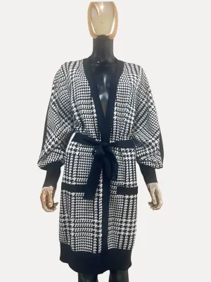 Houndstooth Knit Cardigan