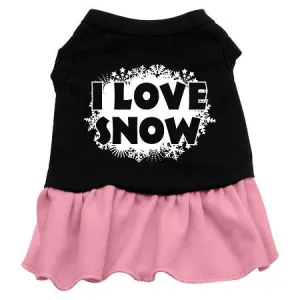 I Love Snow Screen Print Dress Black with Pink Lg (14)