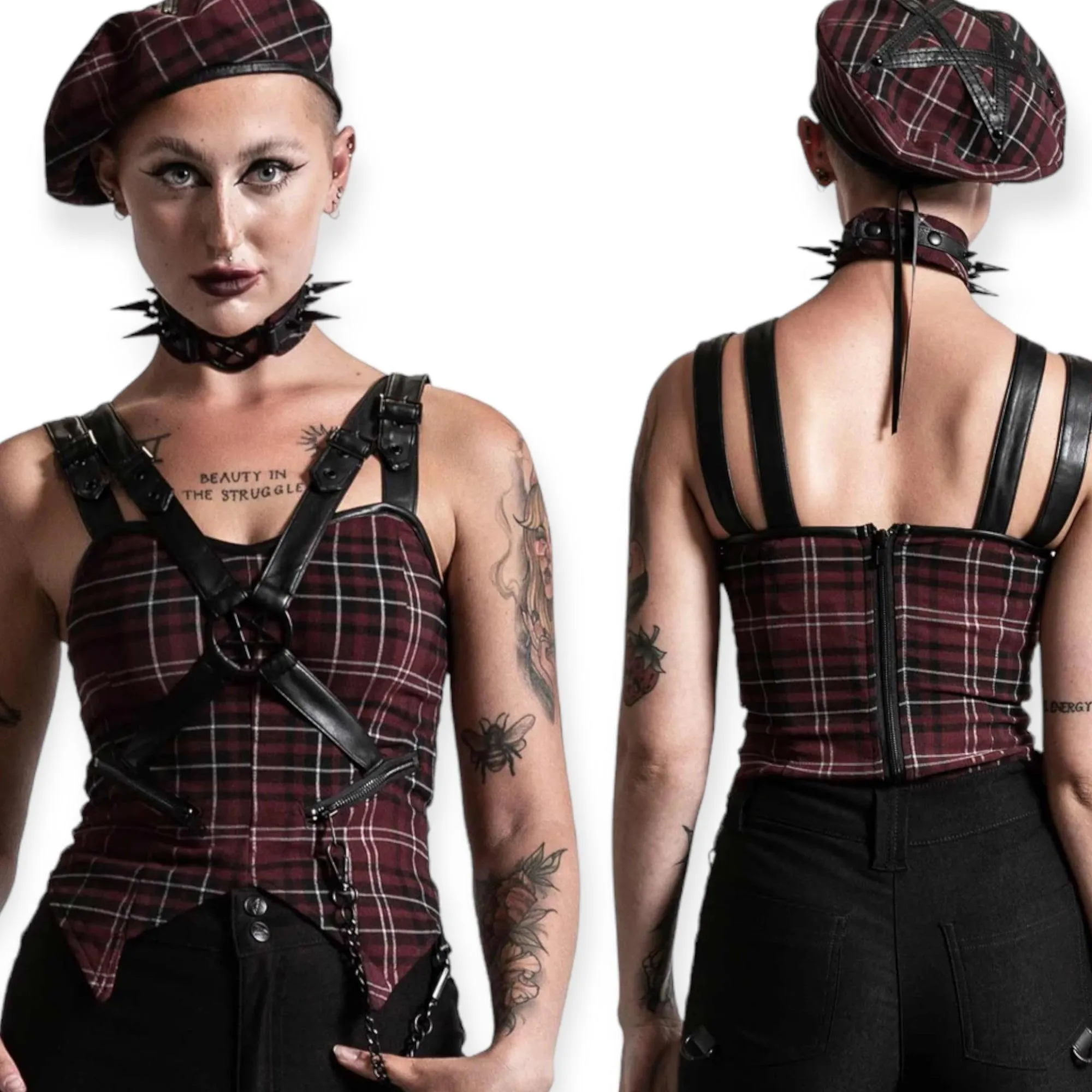 Jaded Tartan Harness Halter Top
