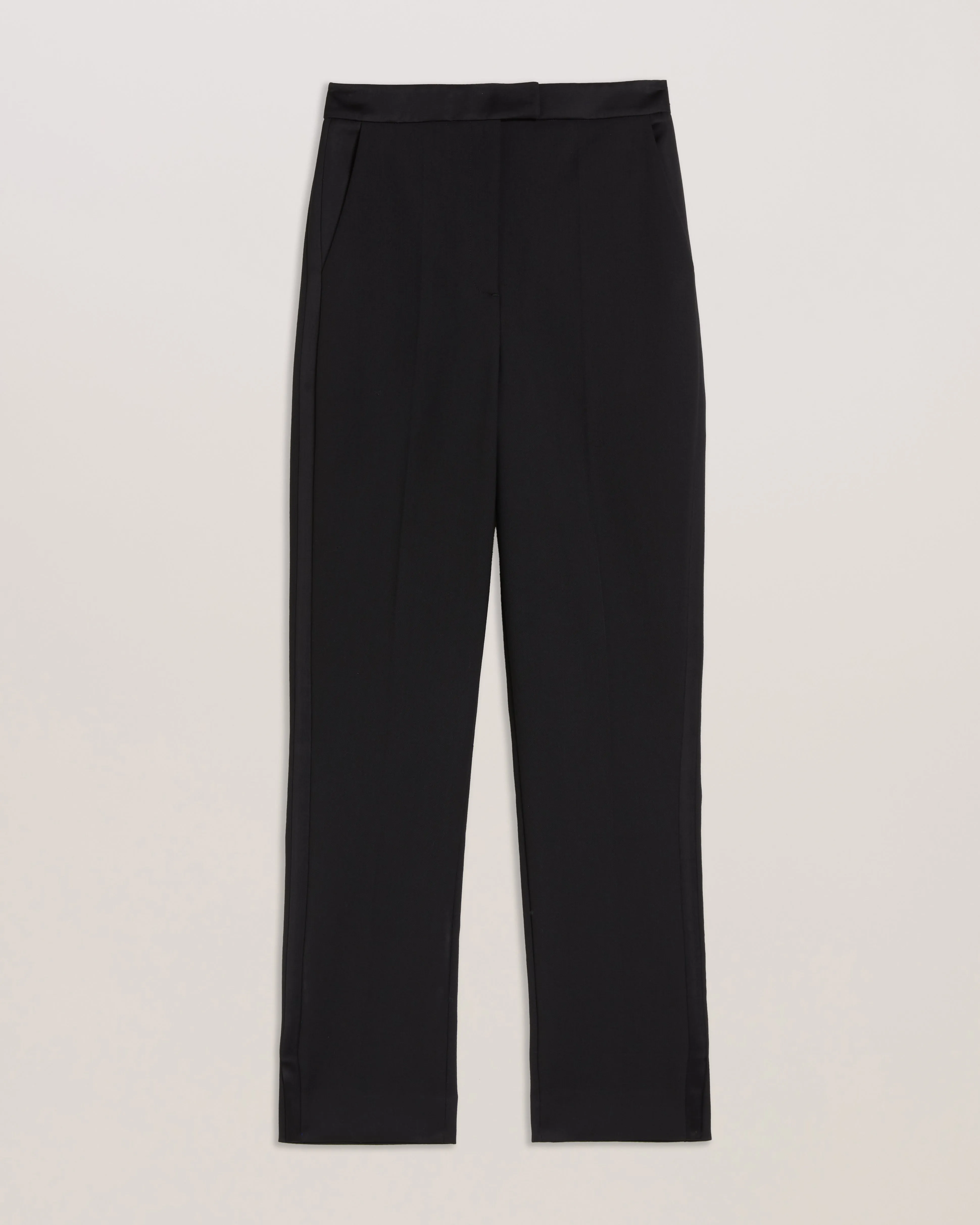 Jingut Contrast Satin Tailored Tapered Trouser Black