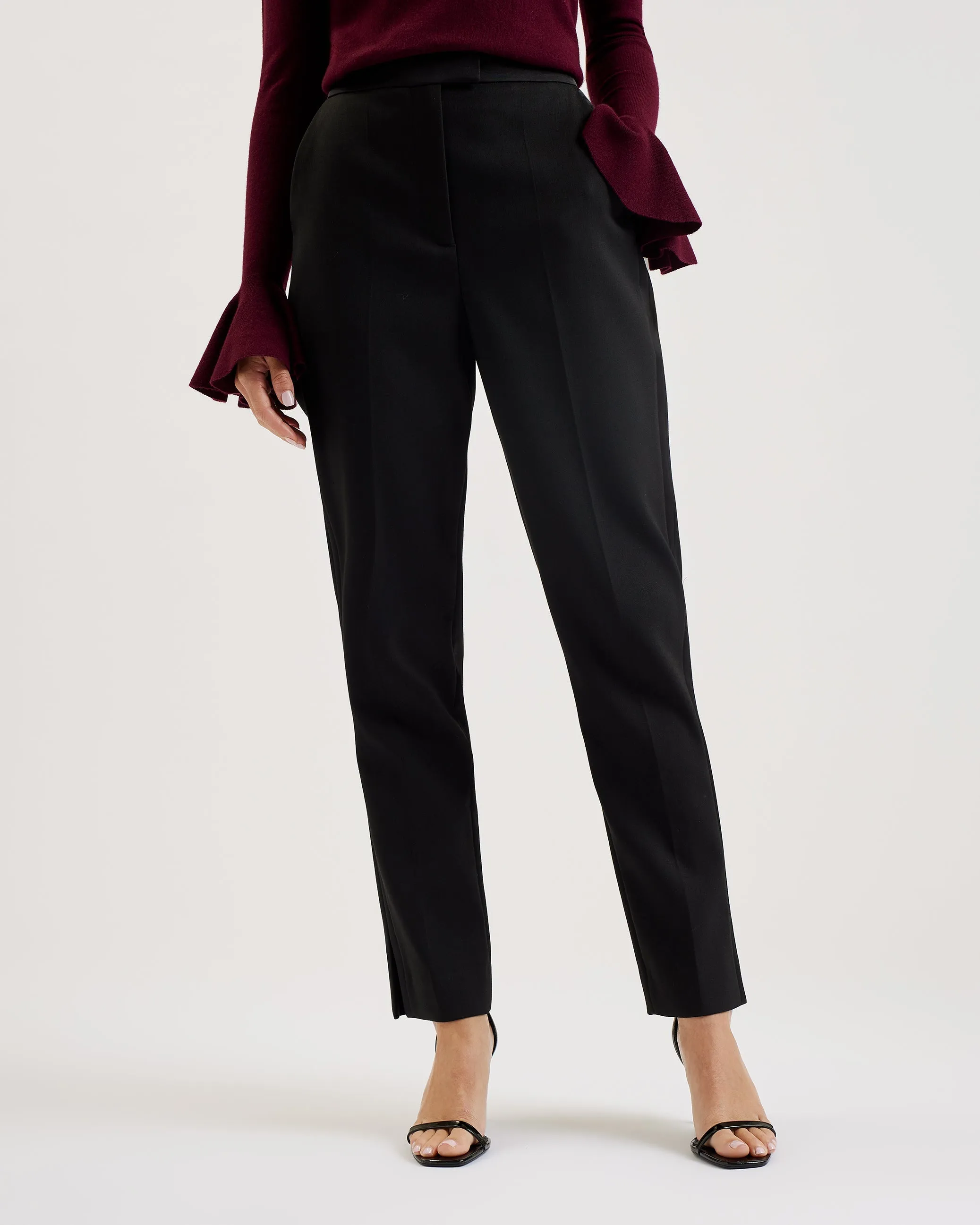 Jingut Contrast Satin Tailored Tapered Trouser Black