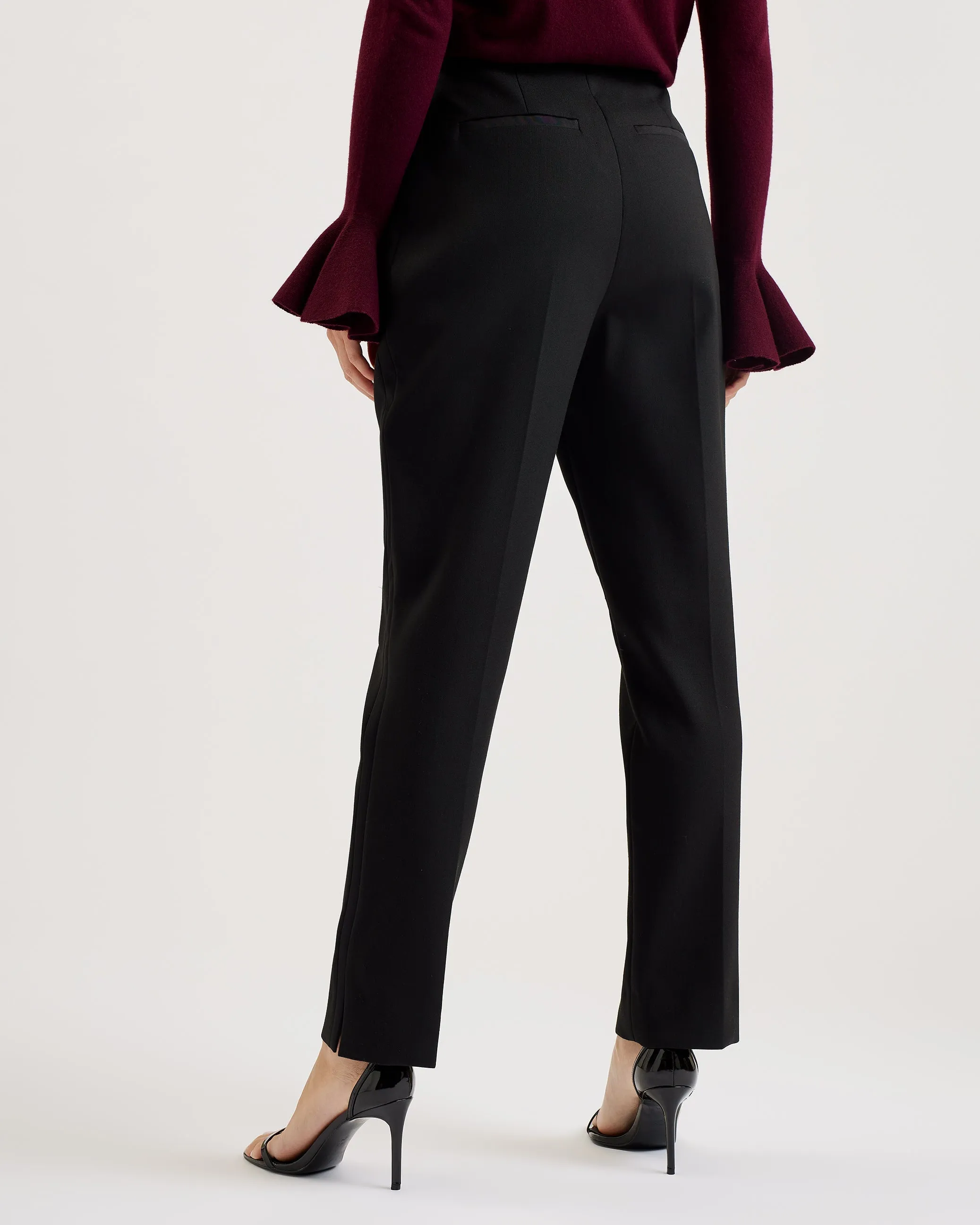 Jingut Contrast Satin Tailored Tapered Trouser Black