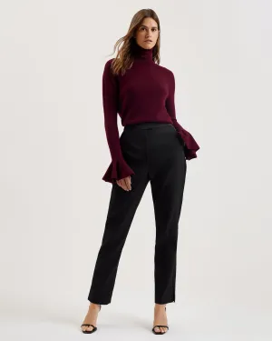 Jingut Contrast Satin Tailored Tapered Trouser Black