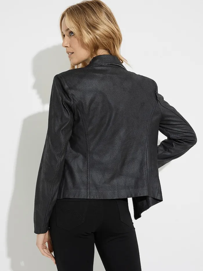 Joseph Ribkoff T Black Leather Effect Biker Jacket 223913 11