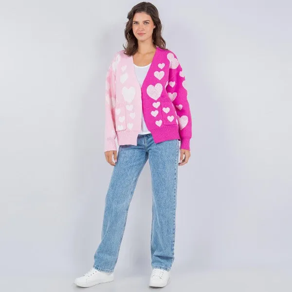 Knit Heart Print Cardigan