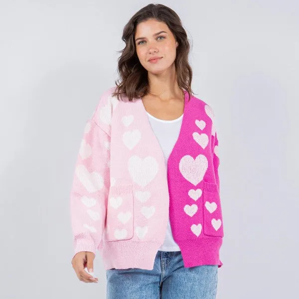 Knit Heart Print Cardigan