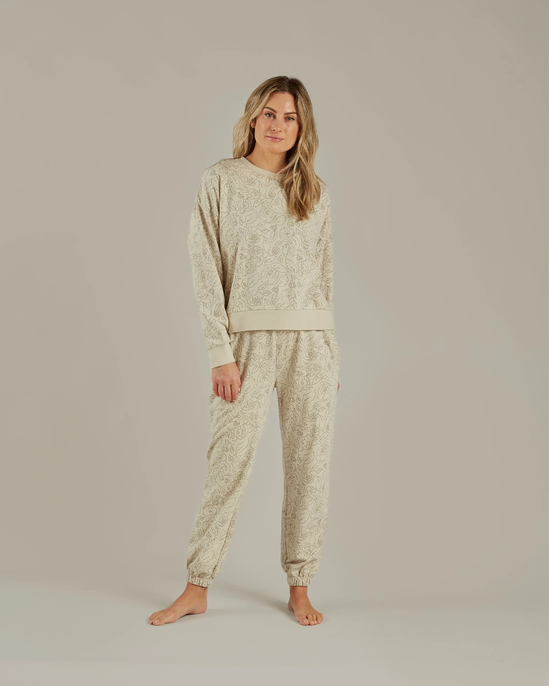 Ladies Fleece Jogger Stone Wild Rose