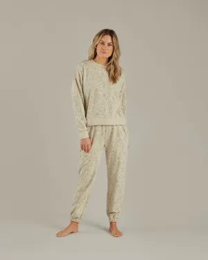 Ladies Fleece Jogger Stone Wild Rose