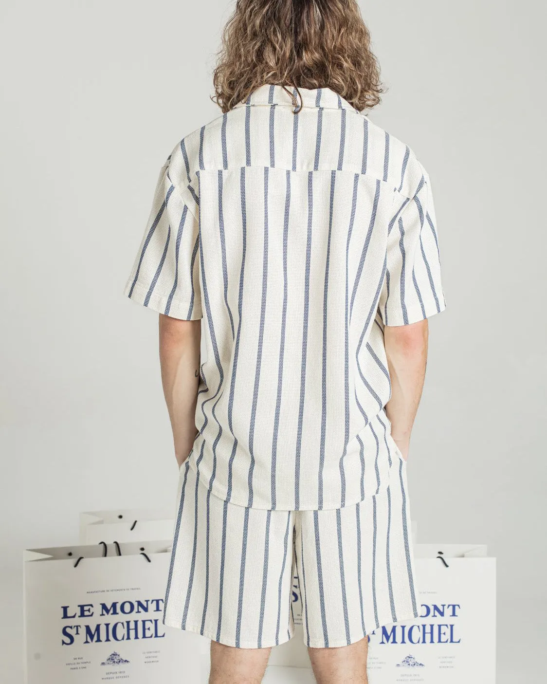 Le Mont St Michel Cinedal Striped Shirt - Blue