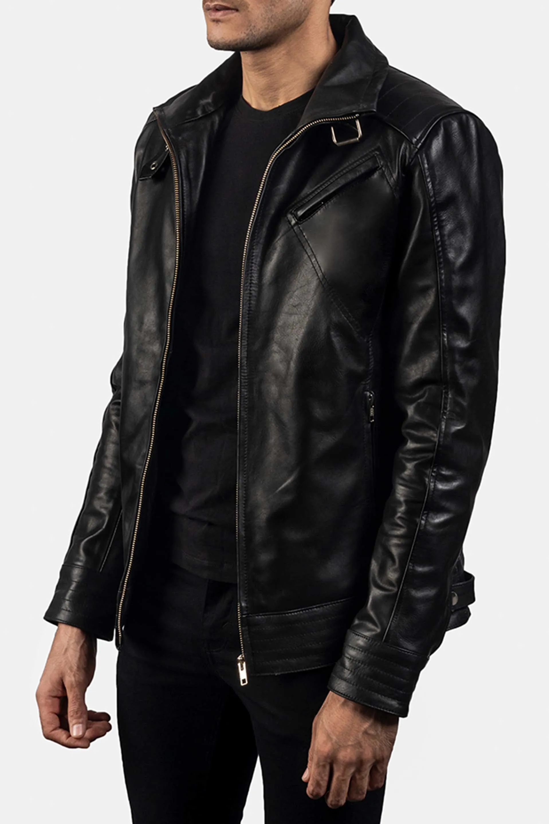 Legender Black | Men's Black Leather Biker Jacket