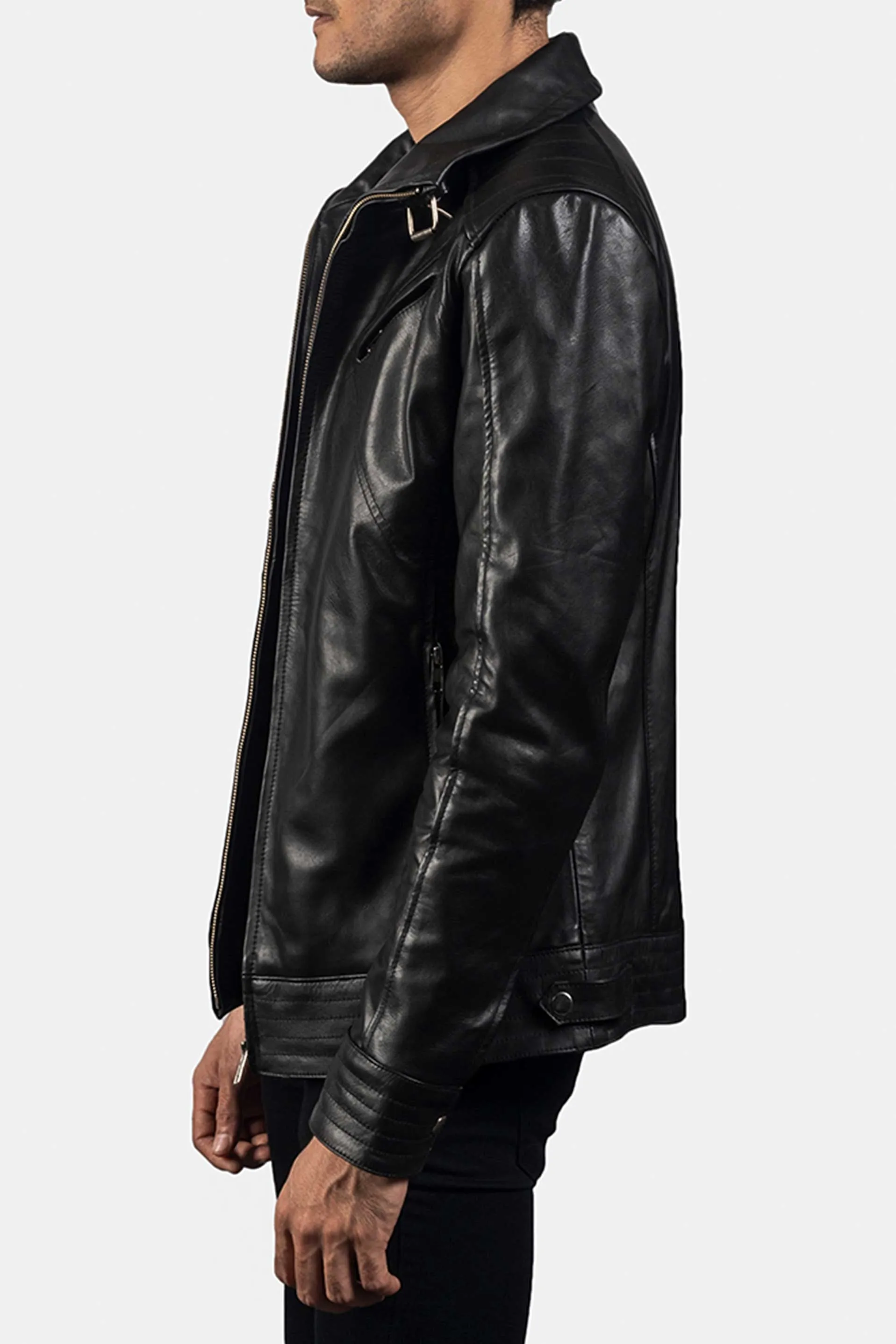 Legender Black | Men's Black Leather Biker Jacket