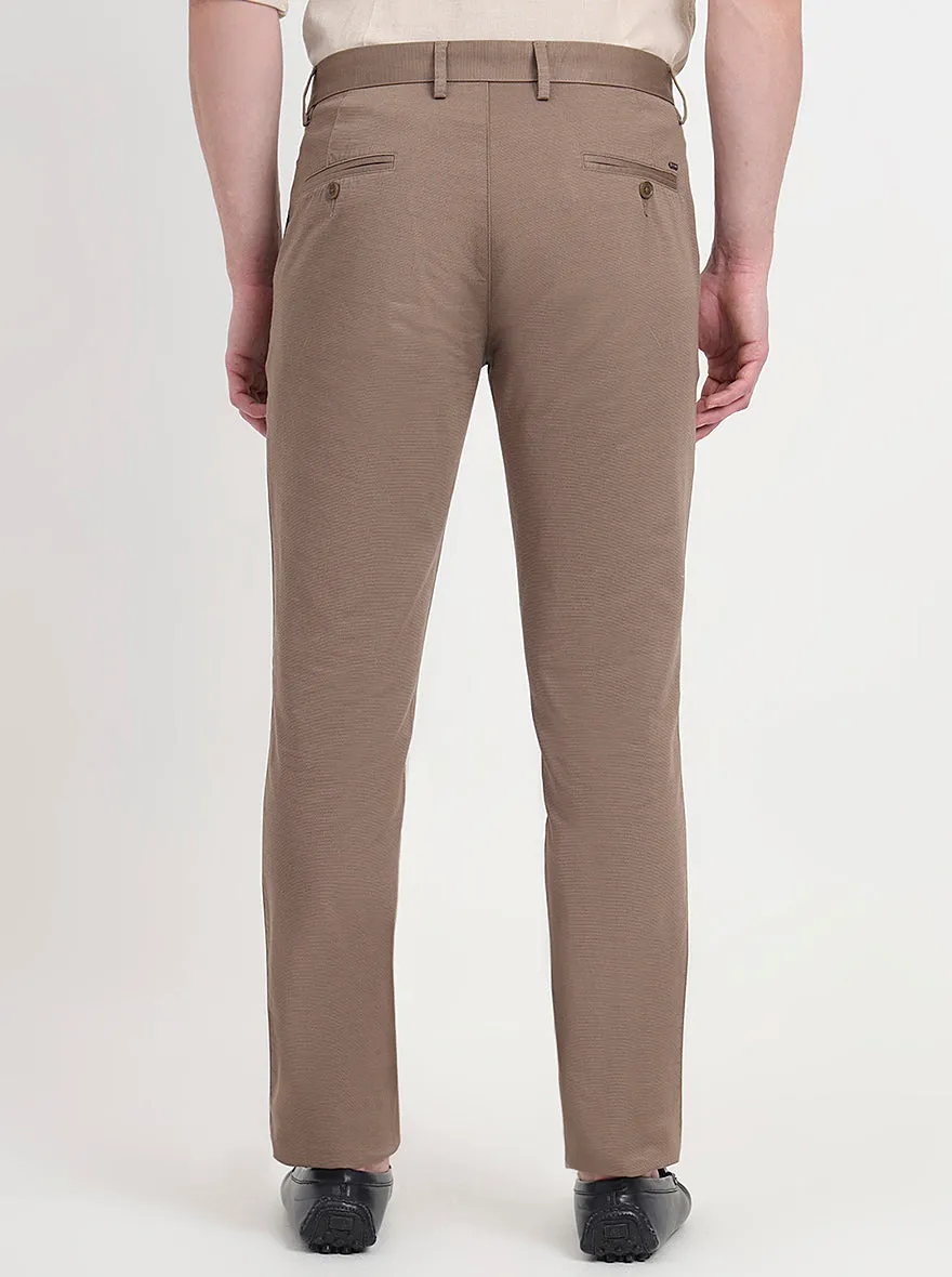 Light Brown Printed Uno Fit Casual Trouser | JadeBlue