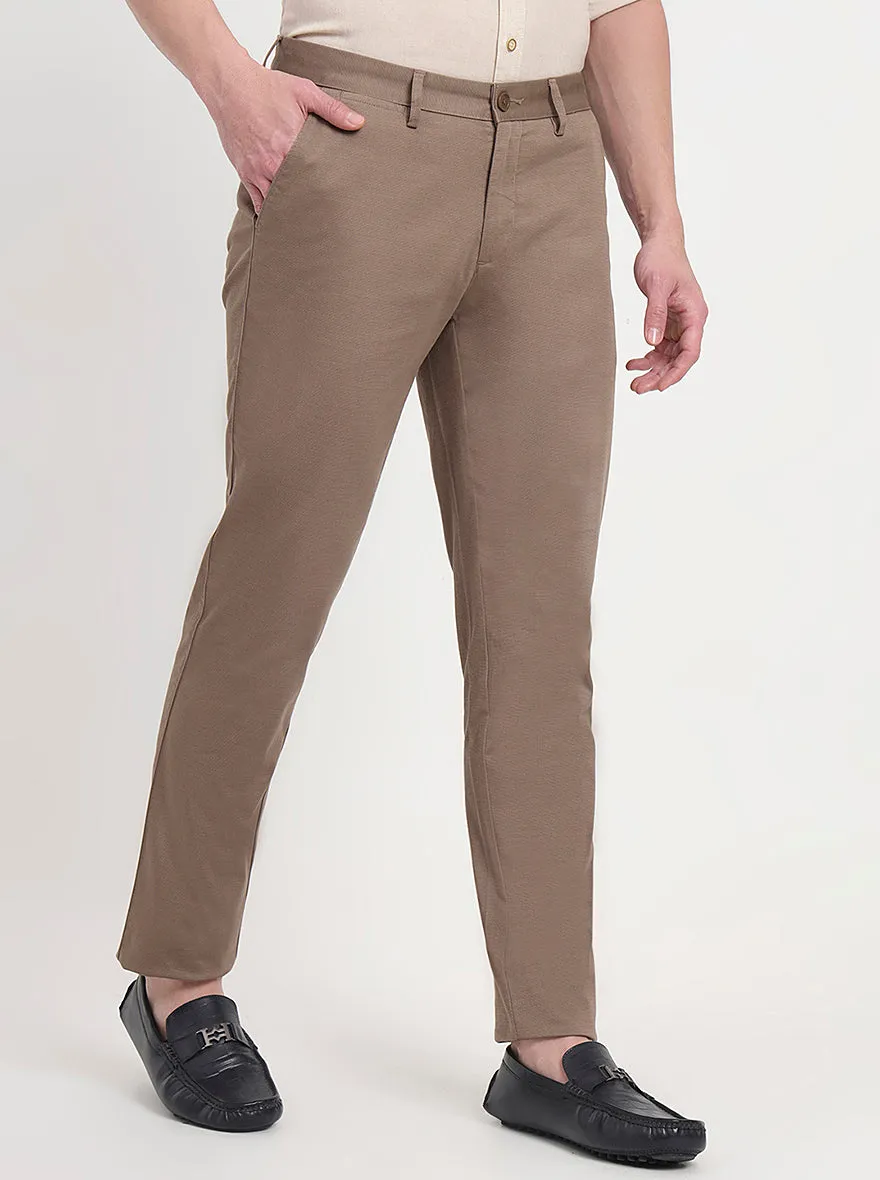 Light Brown Printed Uno Fit Casual Trouser | JadeBlue
