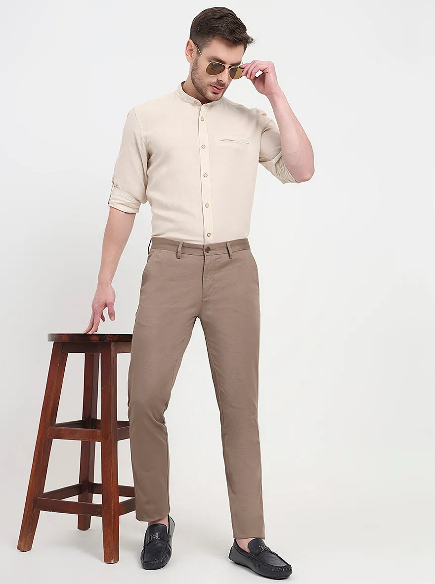 Light Brown Printed Uno Fit Casual Trouser | JadeBlue