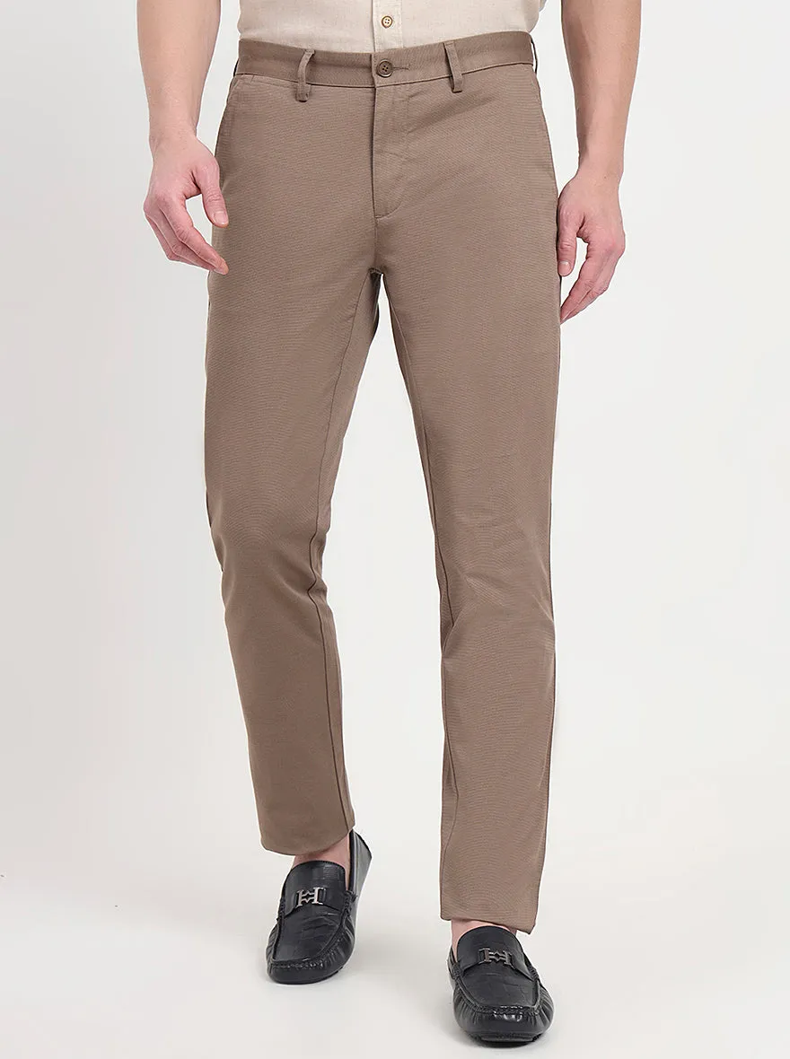 Light Brown Printed Uno Fit Casual Trouser | JadeBlue