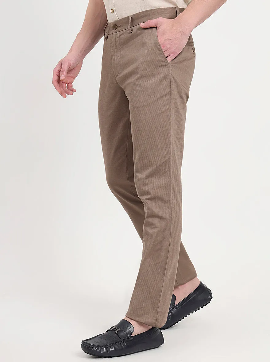 Light Brown Printed Uno Fit Casual Trouser | JadeBlue
