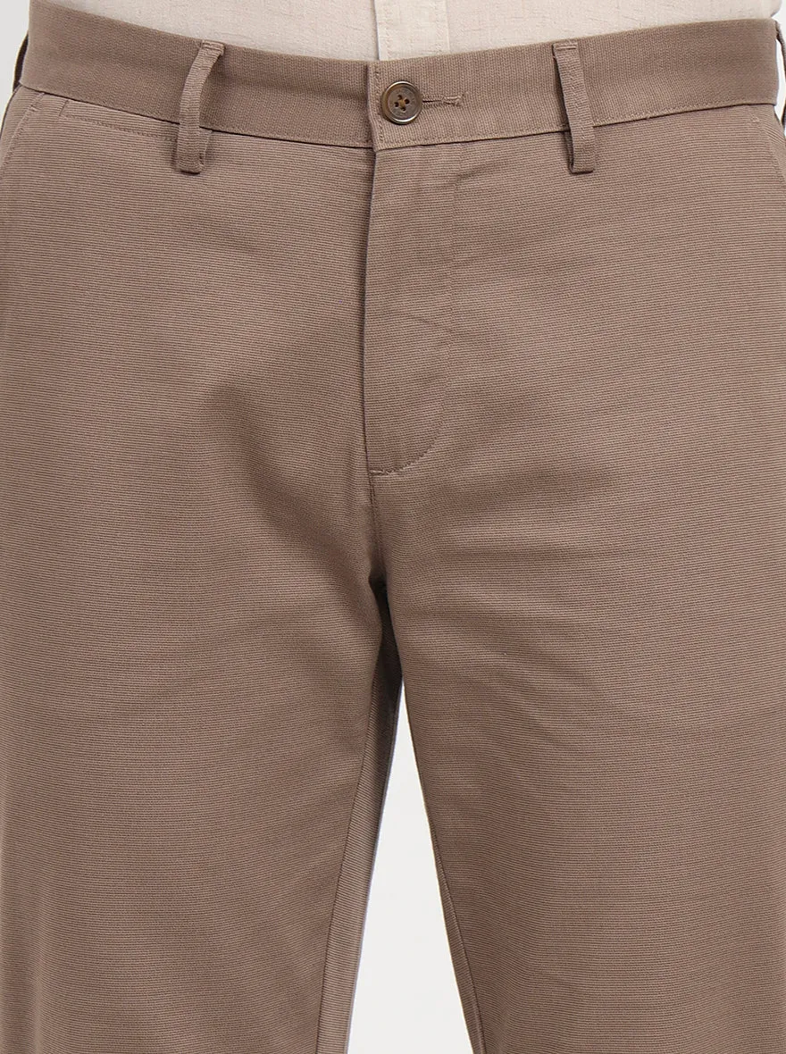 Light Brown Printed Uno Fit Casual Trouser | JadeBlue