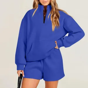 Long Sleeve Sweater And Shorts Suit