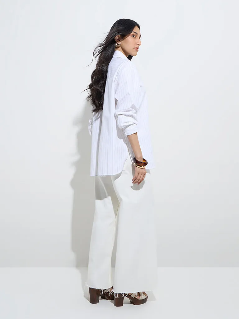 LOV White Stripe Cotton Shirt
