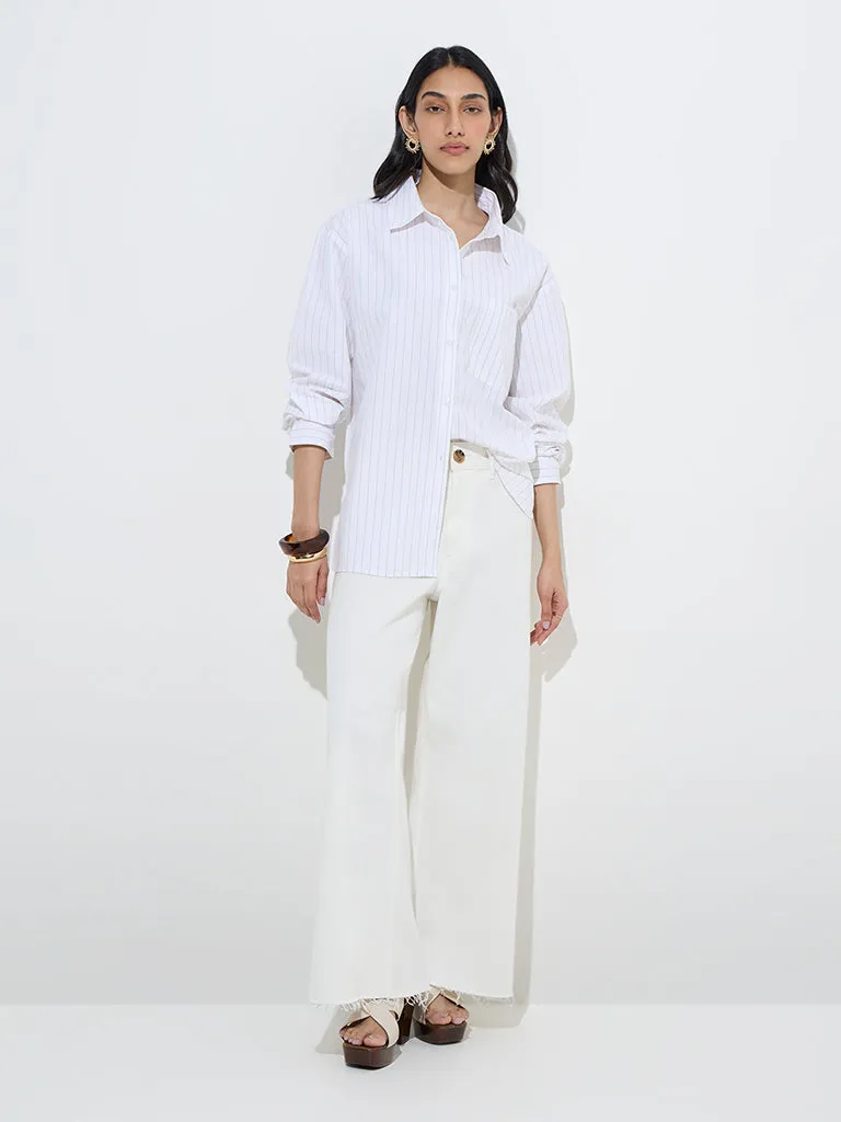 LOV White Stripe Cotton Shirt