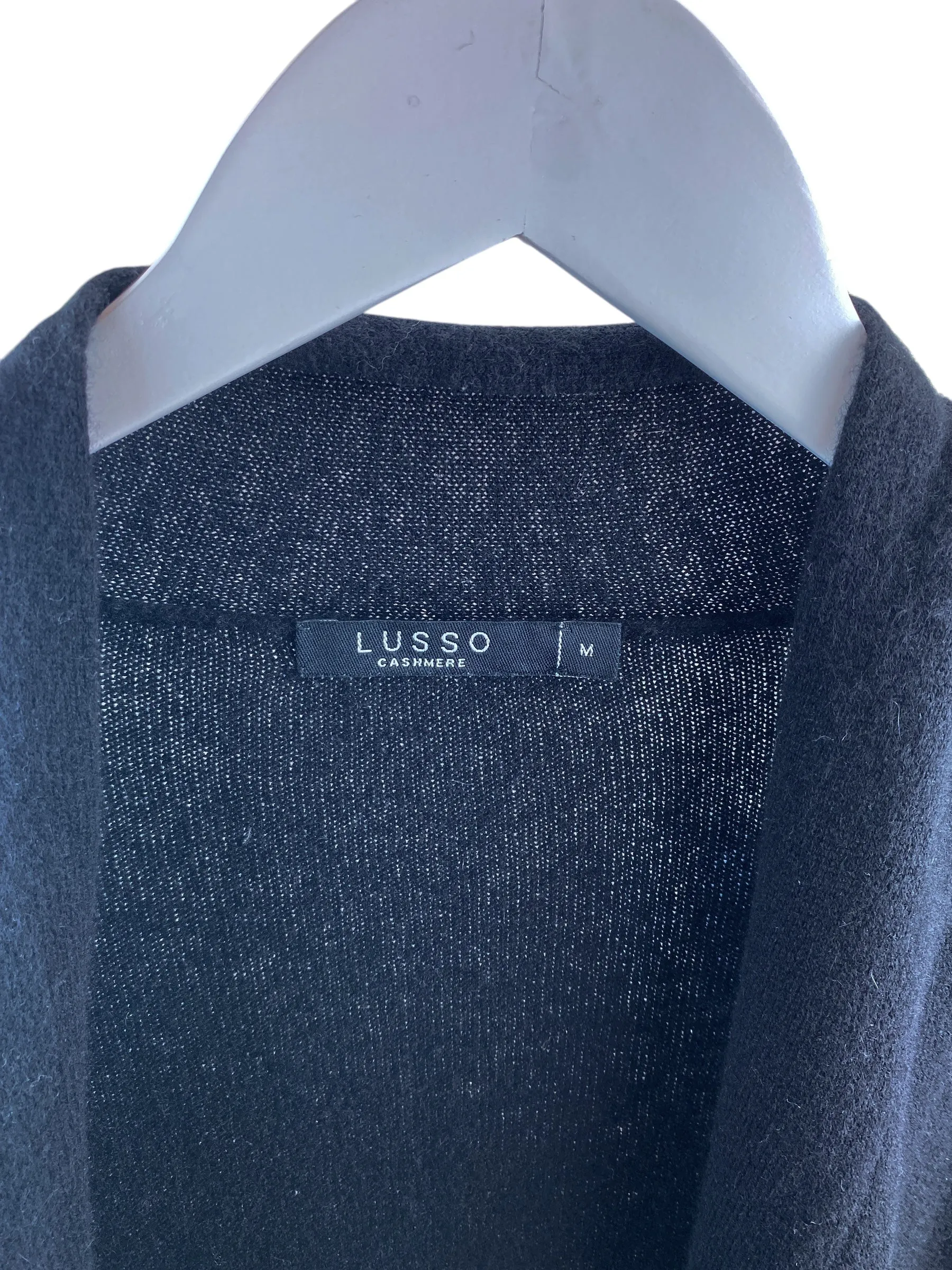 Lusso Cashmere Women's Cashmere Open Cardigan Sweater Black Size M