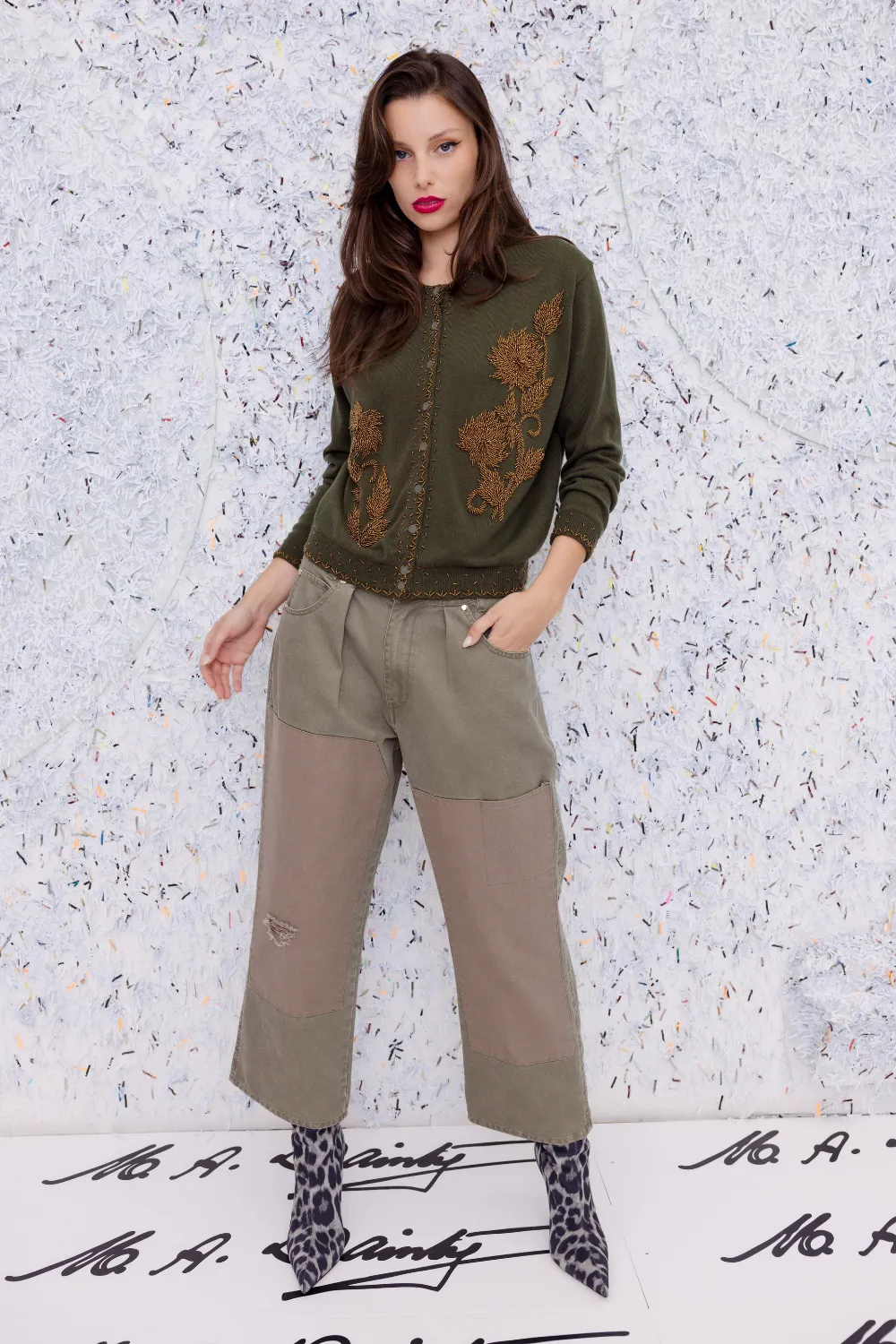 M.A.Dainty Cherish Cardigan Olive Green