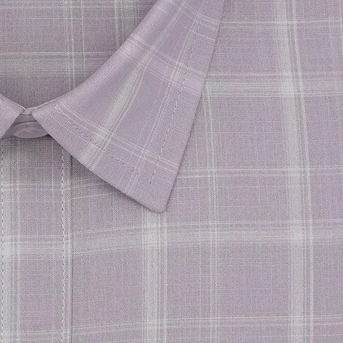 Men's 100% Cotton Half Sleeves Plaid Checkered Shirt (Mauve)