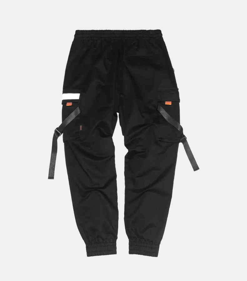Men's Autumn Casual Elastic Waist Joggers With Pockets And Tapes