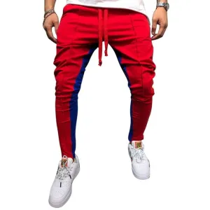 Men's Casual Streetwear Red & Blue Joggers pants