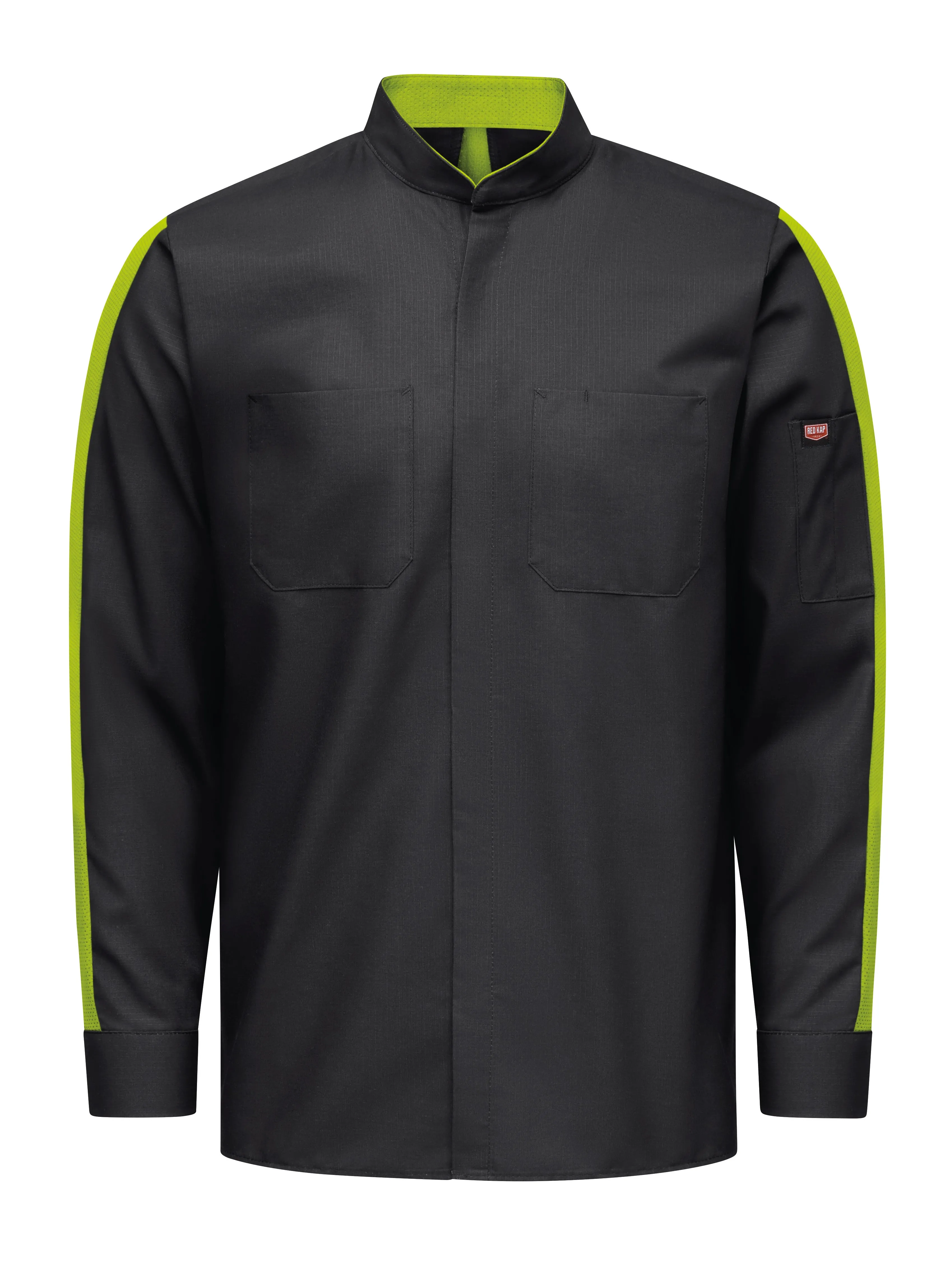 Men's Long Sleeve Two-Tone Pro  Work Shirt with OilBlok and Mimix SX36 - Black |Hi-Vis Yellow