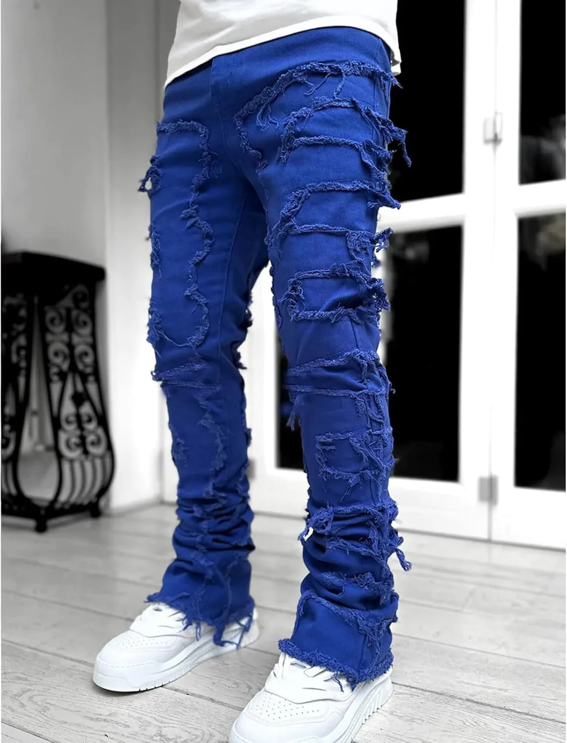 Mens Pants Jeans Regular Fit Casual Cargo Jeans Straight Leg Pants Lightweight Loose Stretch Denim Pants Trousers
