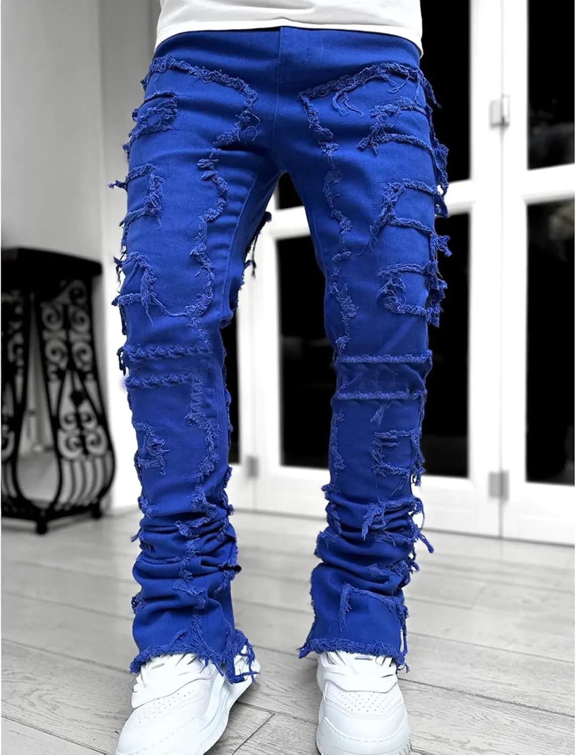 Mens Pants Jeans Regular Fit Casual Cargo Jeans Straight Leg Pants Lightweight Loose Stretch Denim Pants Trousers