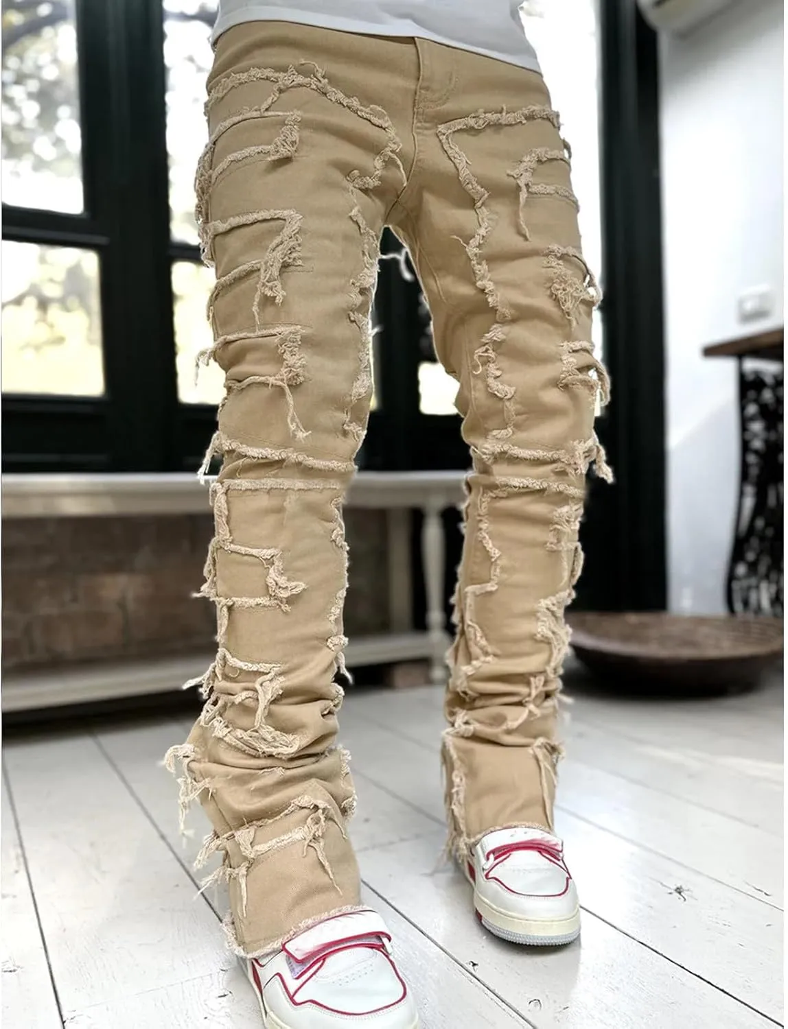 Mens Pants Jeans Regular Fit Casual Cargo Jeans Straight Leg Pants Lightweight Loose Stretch Denim Pants Trousers