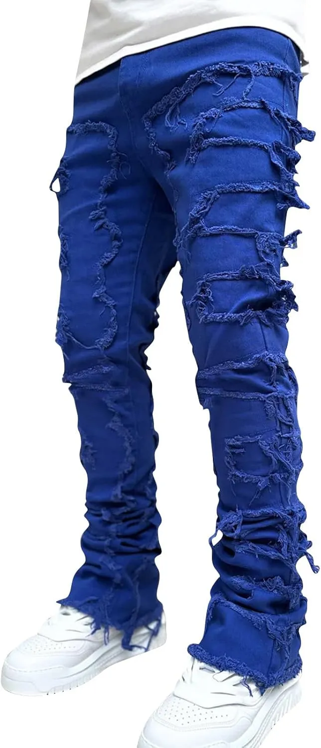 Mens Pants Jeans Regular Fit Casual Cargo Jeans Straight Leg Pants Lightweight Loose Stretch Denim Pants Trousers