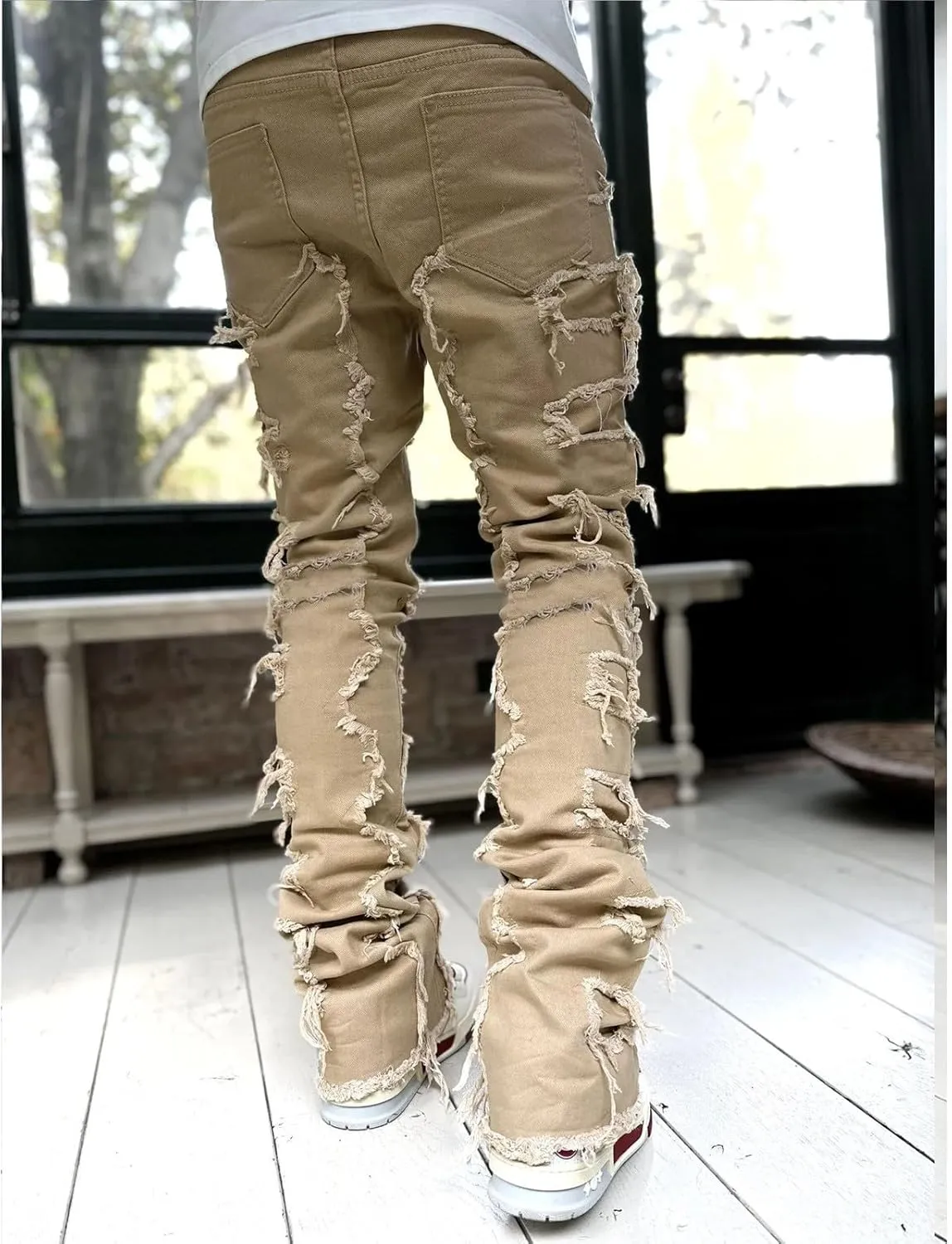 Mens Pants Jeans Regular Fit Casual Cargo Jeans Straight Leg Pants Lightweight Loose Stretch Denim Pants Trousers