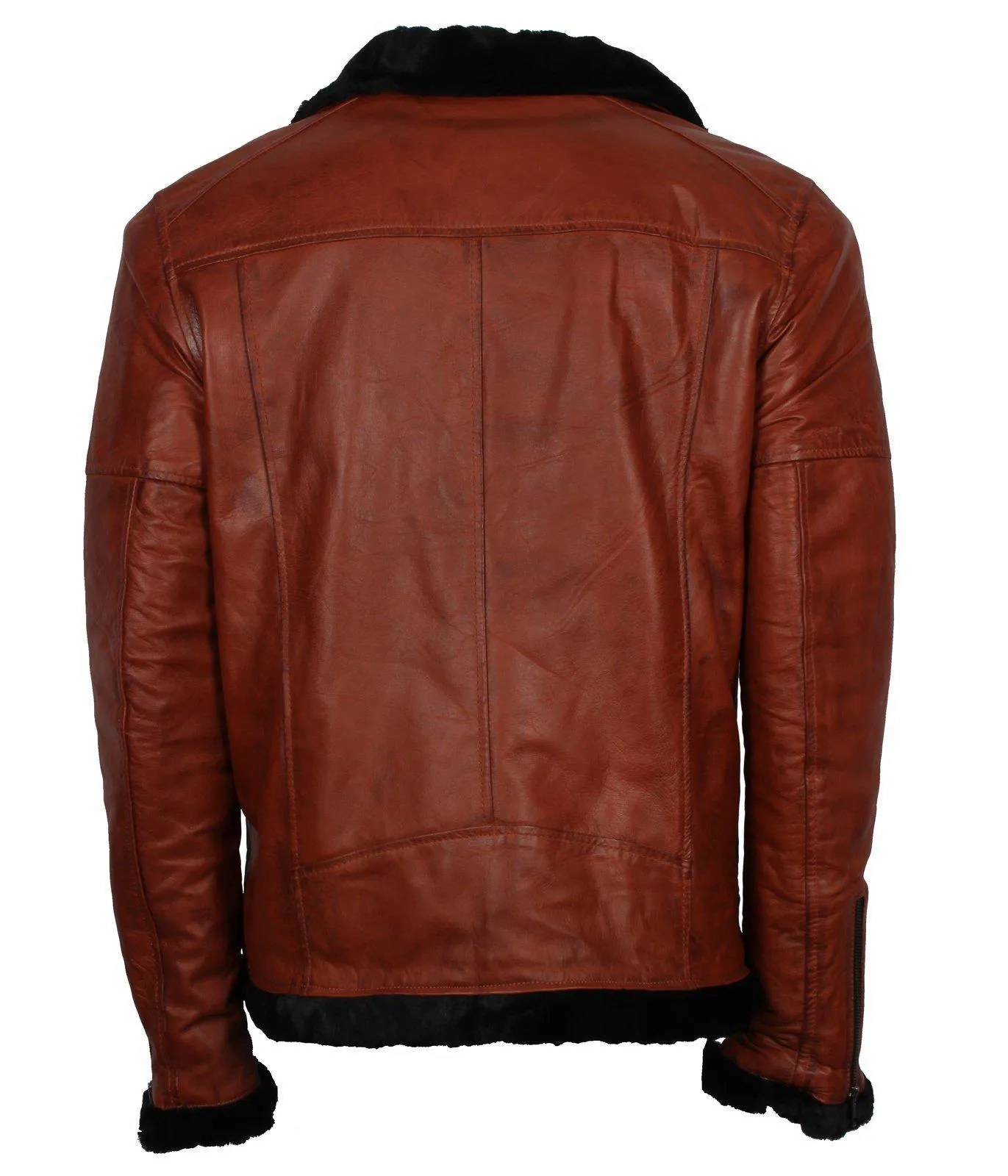 Men's Winter Brown Brando Genuine Leather Jacket with Fur Lining