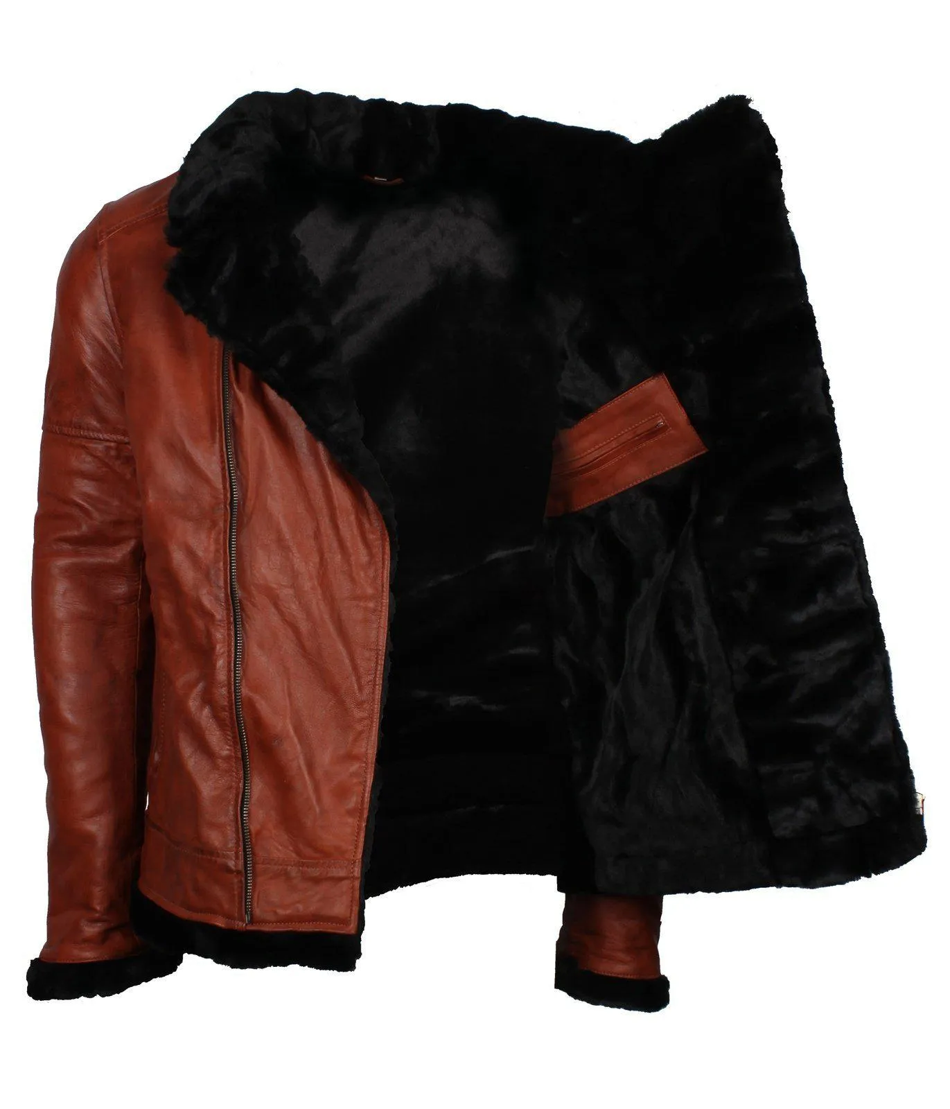Men's Winter Brown Brando Genuine Leather Jacket with Fur Lining