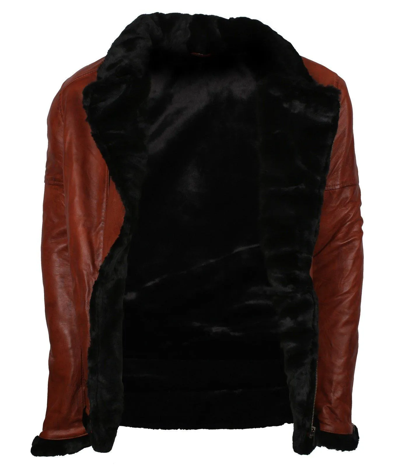 Men's Winter Brown Brando Genuine Leather Jacket with Fur Lining