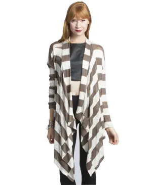 Mocha White Striped Mesh Light Cardigan