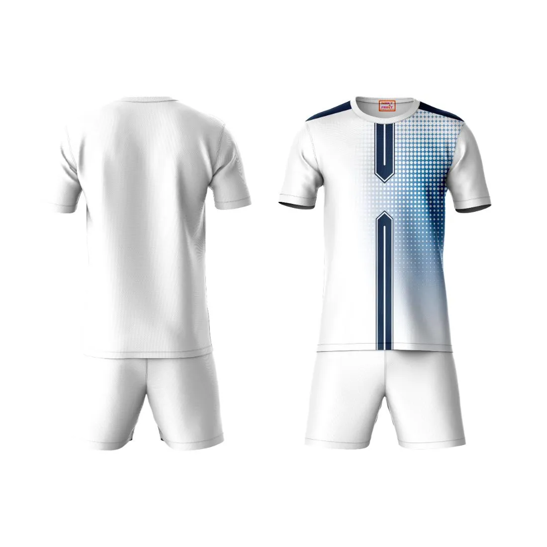 Next Print Round neck jersey white with shorts NPTS170