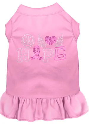 Peace Love Hope Breast Cancer Rhinestone Pet Dress Light Pink Xxl