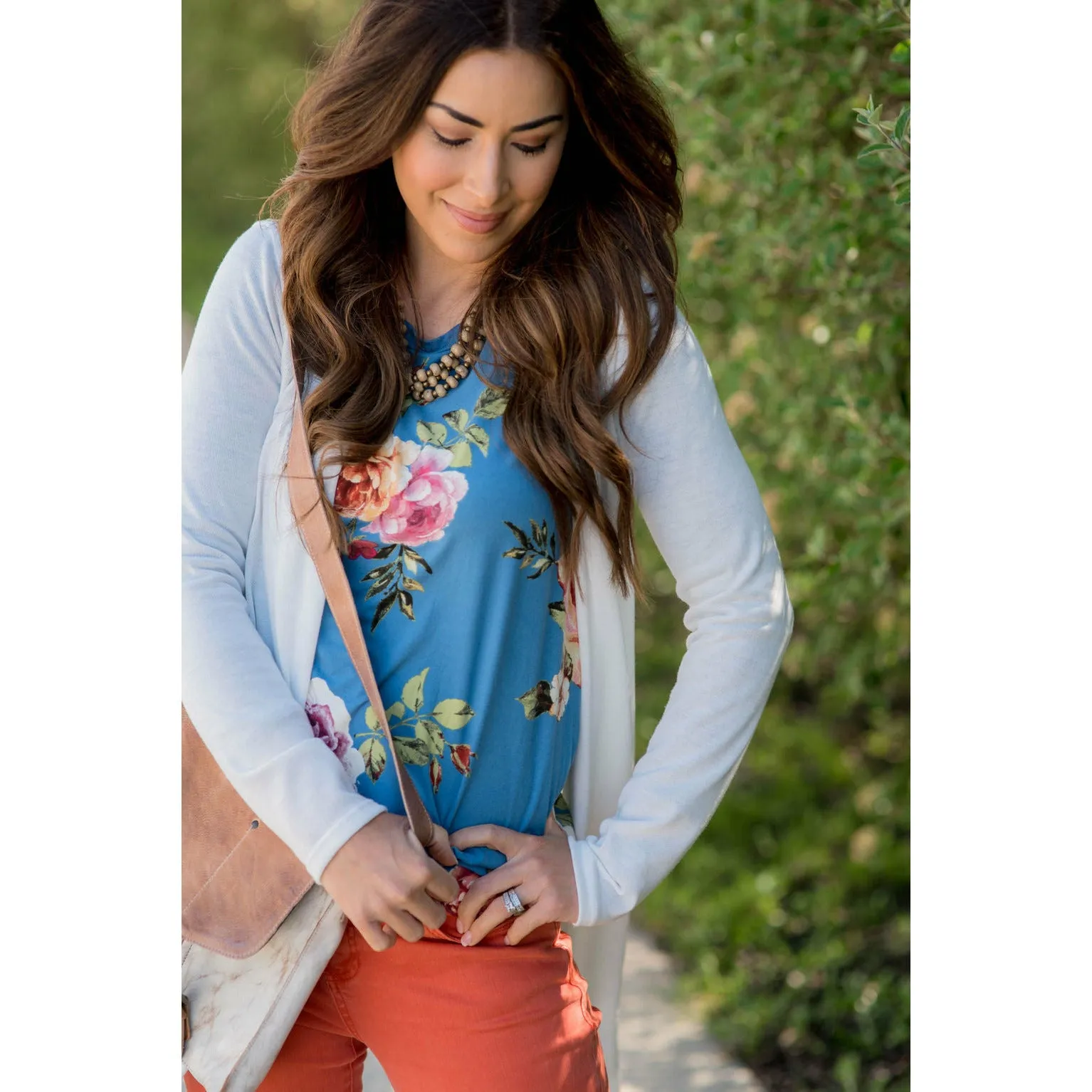 Perry Blue Floral Baseball Tee