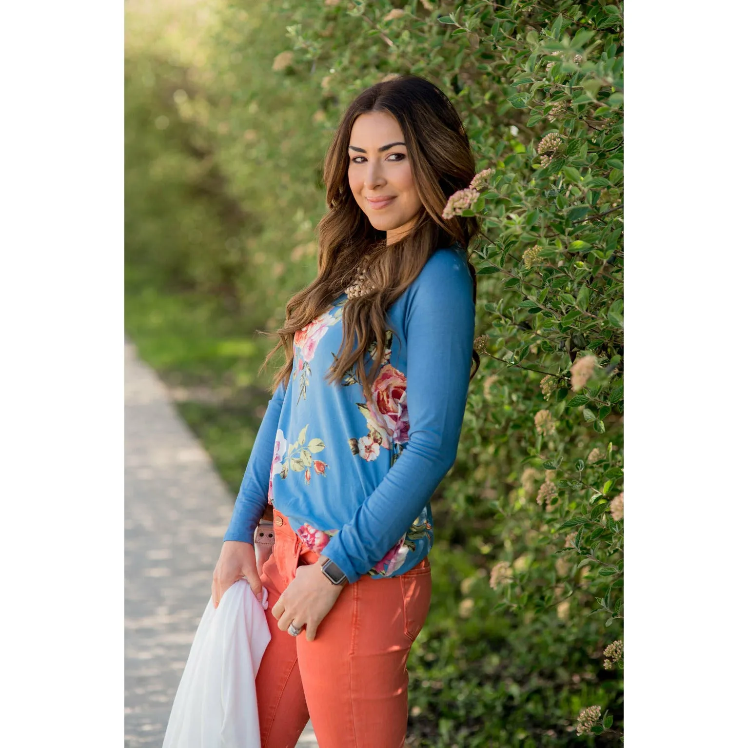 Perry Blue Floral Baseball Tee