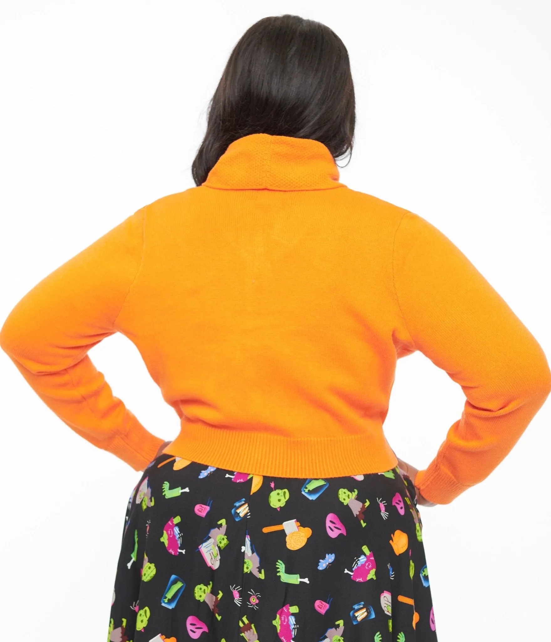 Plus Size 1950s Pumpkin Orange Cropped Cardigan