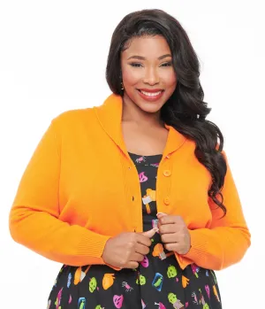 Plus Size 1950s Pumpkin Orange Cropped Cardigan