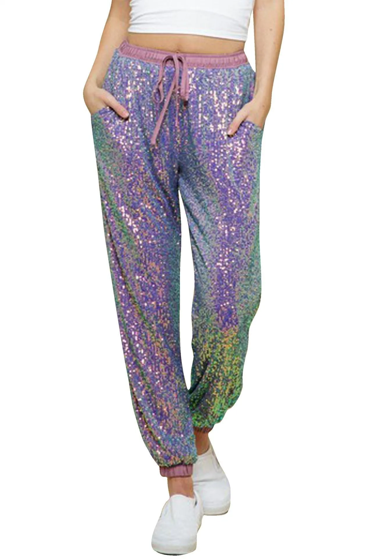 Purple Sequin Pant
