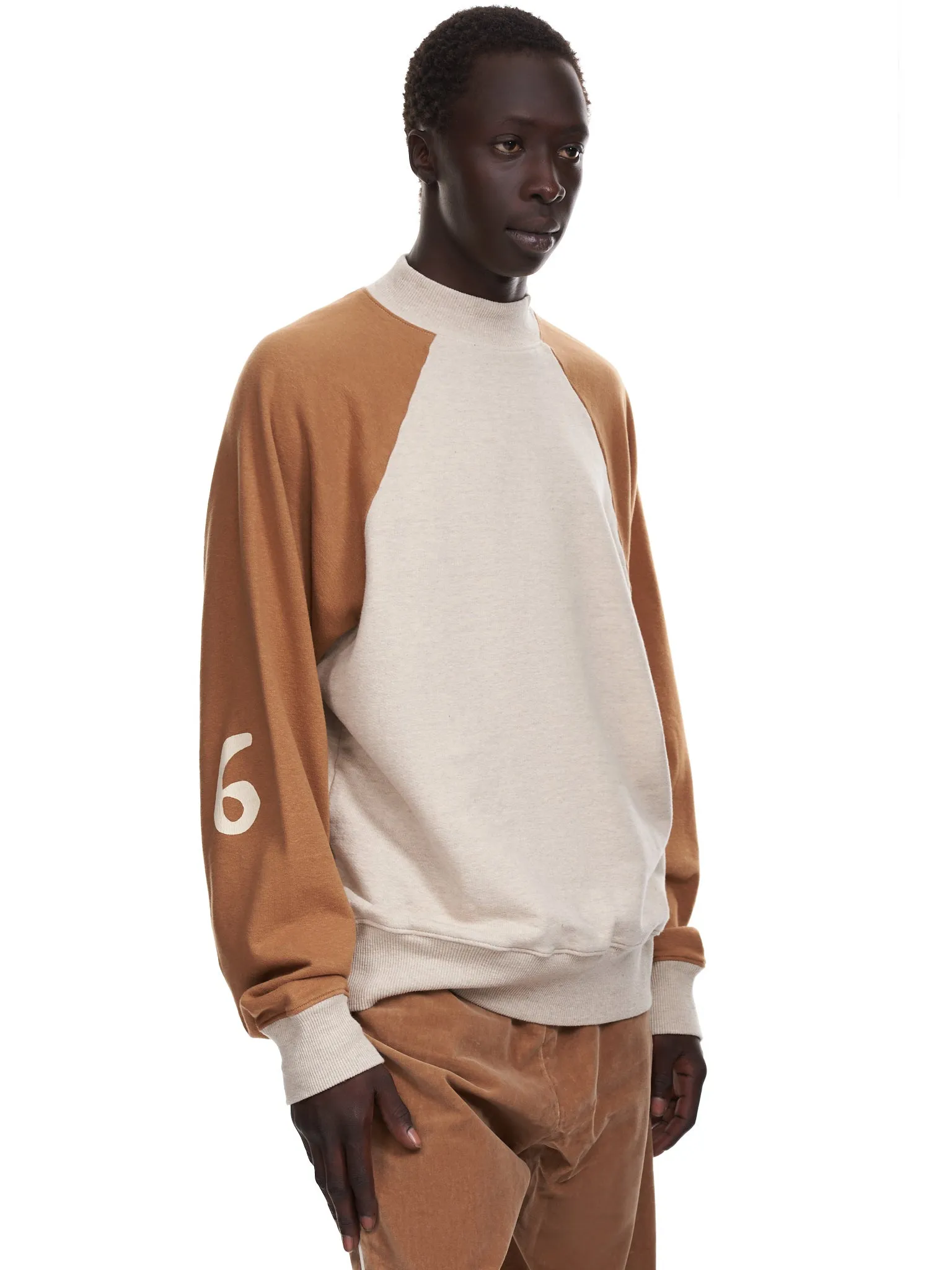 Raglan Sleeve High Neck Sweatshirt (K2109LC032-ECRU-GOLD)