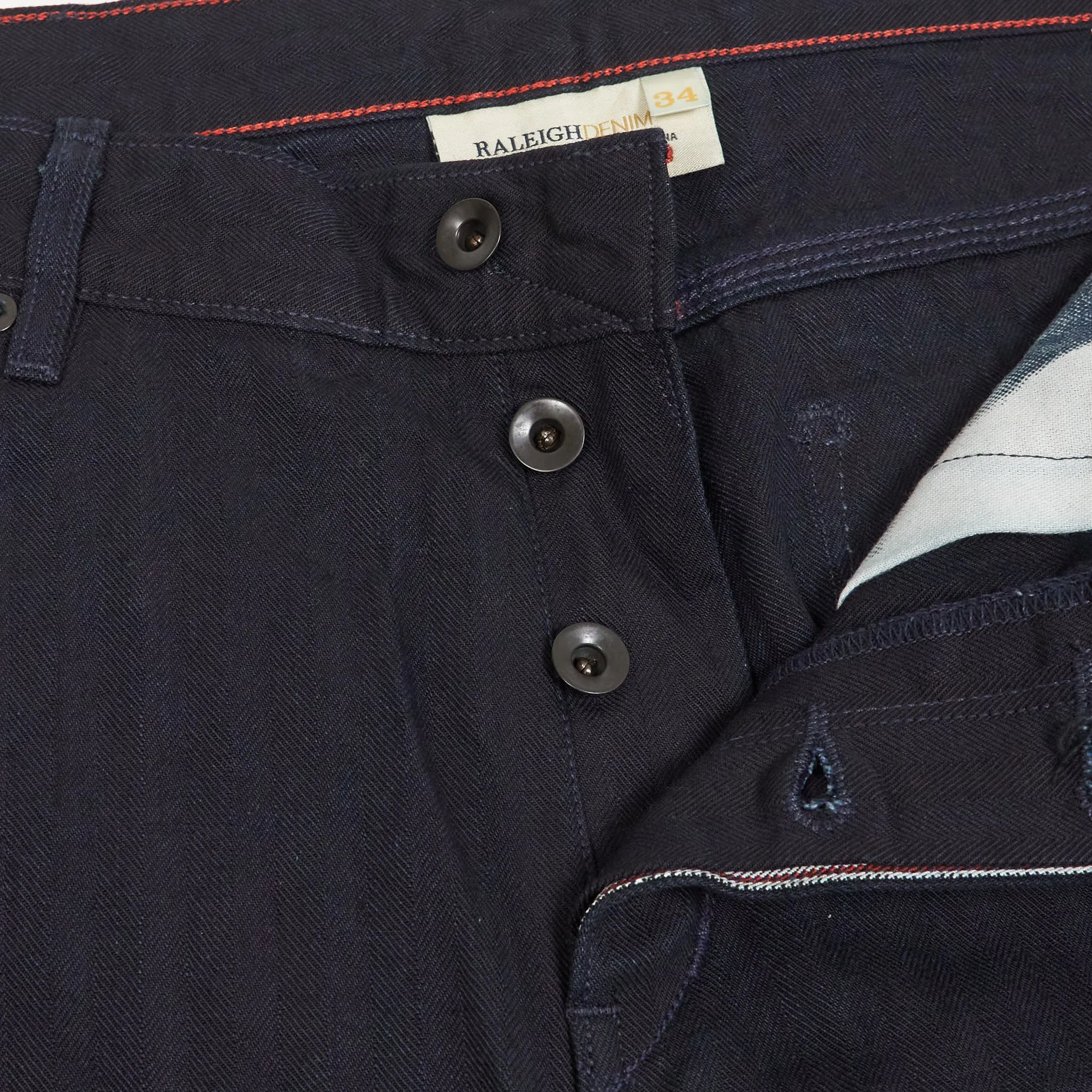 Raleigh Denim Herringbone Indigo 5 Pocket Jeans
