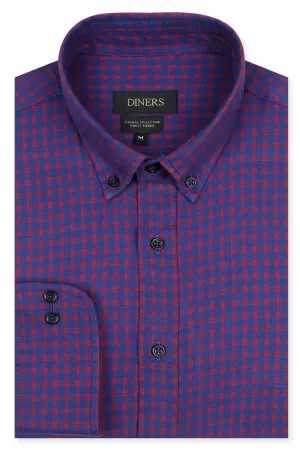 Red Windowpane Check Casual Shirt