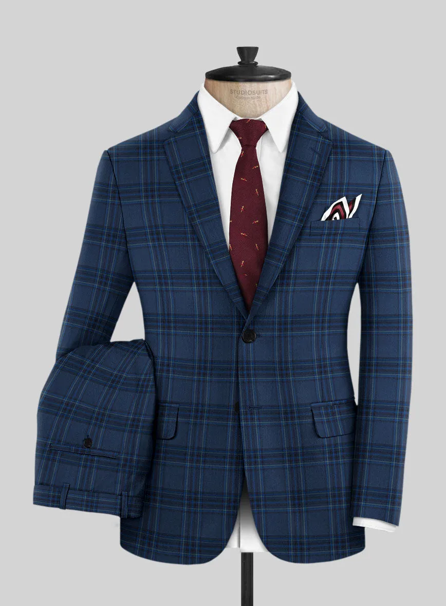 Reda Vale Blue Checks Wool Suit